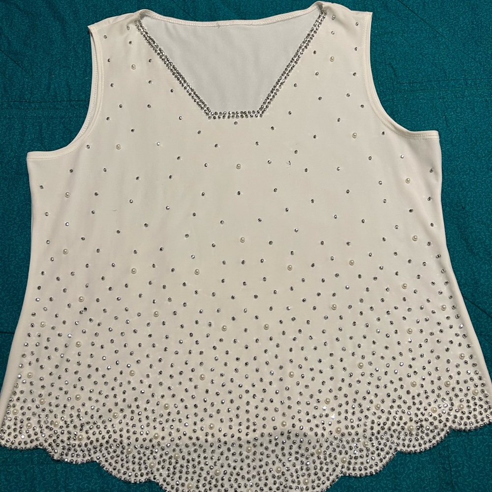 Winter White Pearl & Silver beaded camisole